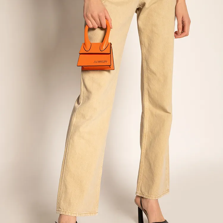 Jacquemus Leather Shoulder Bag Crossbody Bag Handbag Women's Orange-4