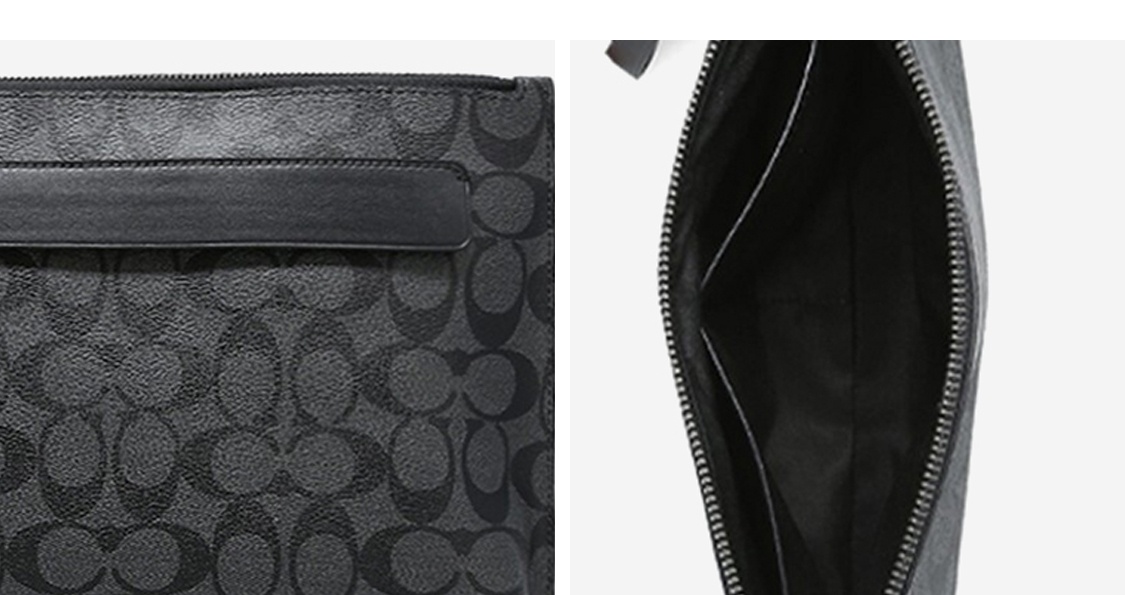 COACH Pouch Coated Canvas With Leather Clutch Large Size
