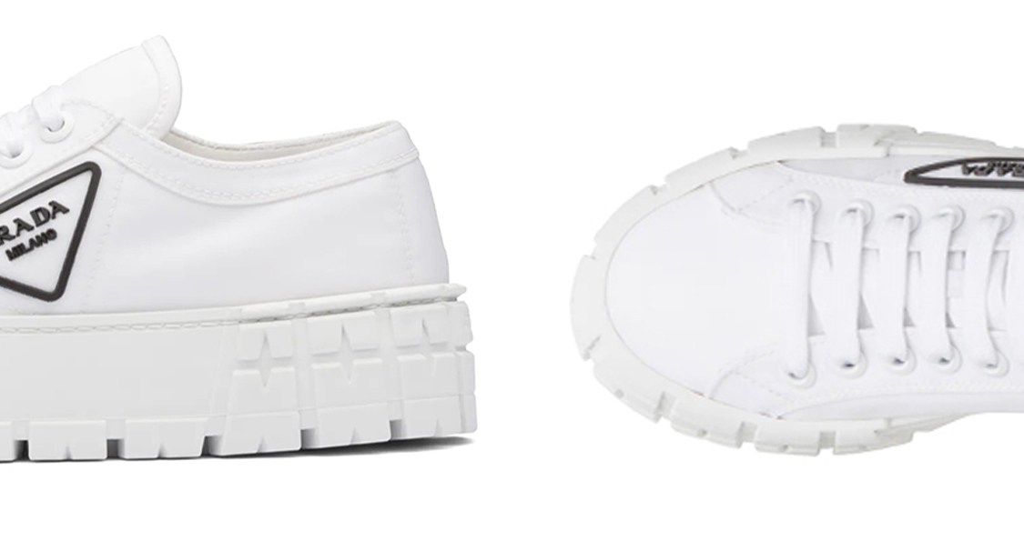PRADA Women's Gabardine Wheel Platform 'White' - POIZON