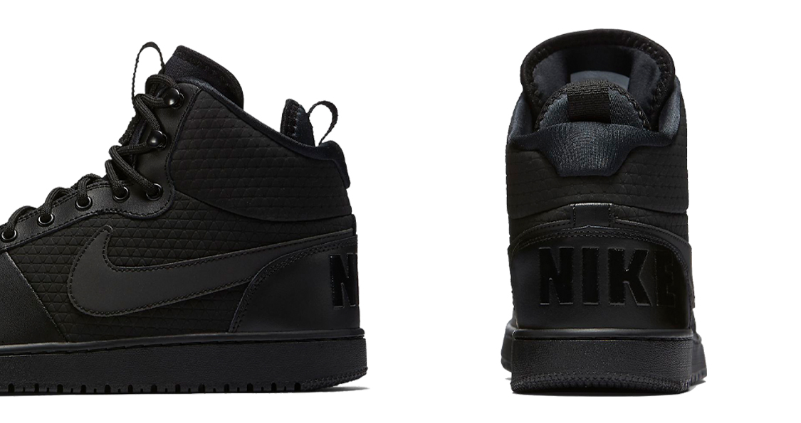 Nike Court Borough Mid Winter Triple Black US M 7.5 - POIZON