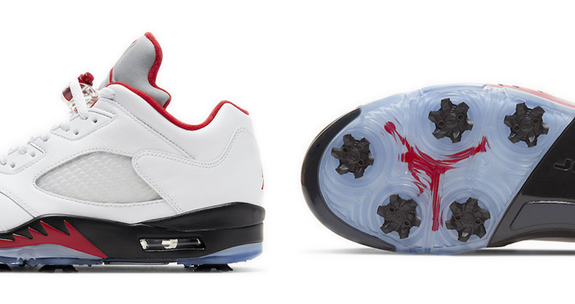 JORDAN 5 Retro Low Golf Fire Red Silver Tongue - POIZON