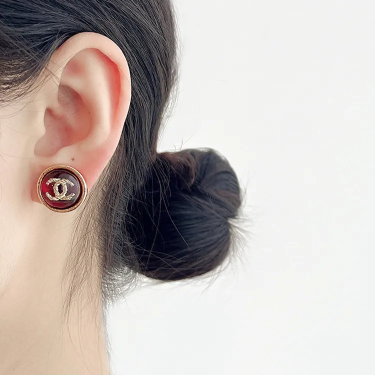CHANEL Metal Stud Earrings Women's-3
