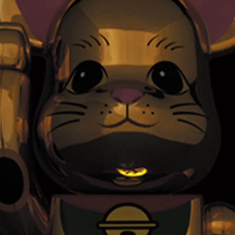 BE@RBRICK Maneki Neko Gold Plated Luminous-3
