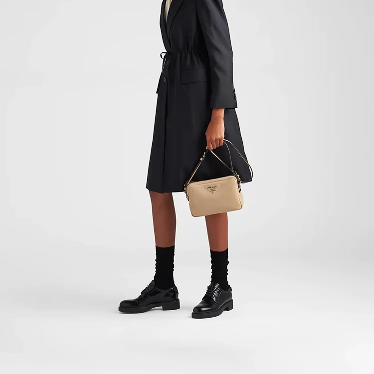 PRADA Leather Camera Bag, Shoulder Bag, Crossbody Bag Regular Women's Milk Tea-4
