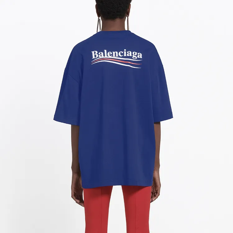 Balenciaga T-Shirt Loose Fit Style Women's Royal Blue-4