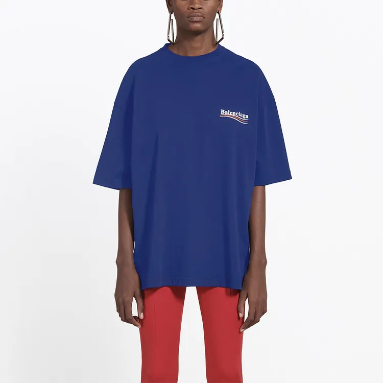 Balenciaga T-Shirt Loose Fit Style Women's Royal Blue-2