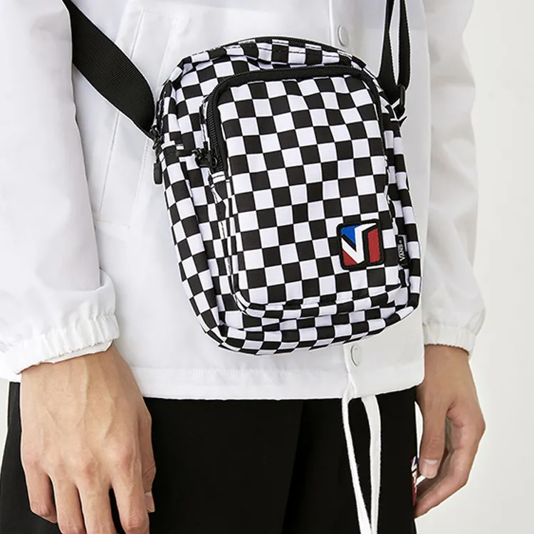 Vans Polyester Shoulder Bag Crossbody Bag Unisex Black White Plaid-3