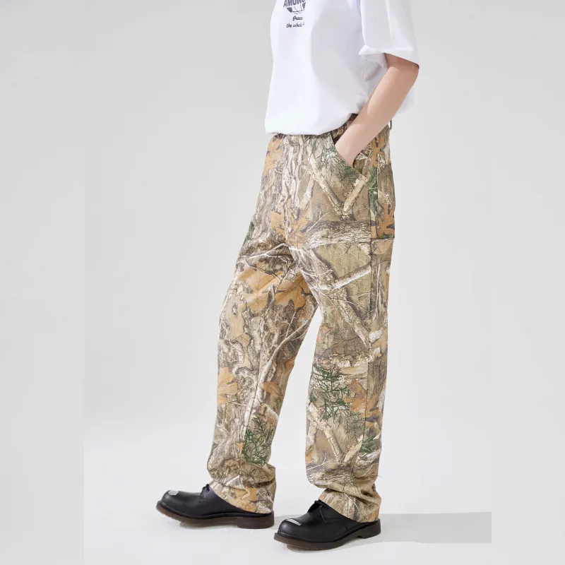 AMONSTER Straight Casual Pants Unisex Camouflage-3