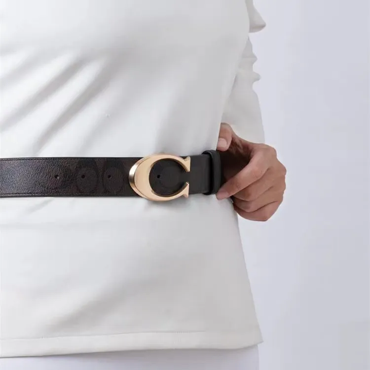 COACH Cow Leather Monogram Belt Men's Dark Brown Width 3.8cm-4