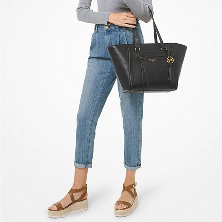 MICHAEL KORS Litchi Grain Leather Tote Bag Shopping Bag Shoulder Bag Handbag Large Size Women's Black-3