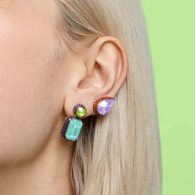 Swarovski Orbita Asymmetrical Octagon Cut Crystal Earrings-3
