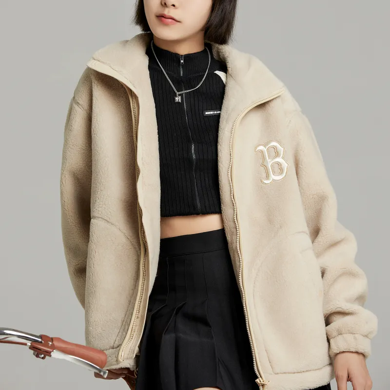 MLB Velvet Jackets Unisex Light Beige-5