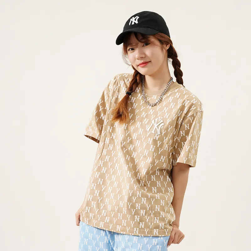 MLB Base Logo T Shirts Unisex Beige-2