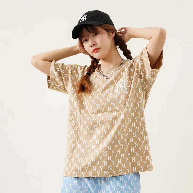 MLB Base Logo T Shirts Unisex Beige-3