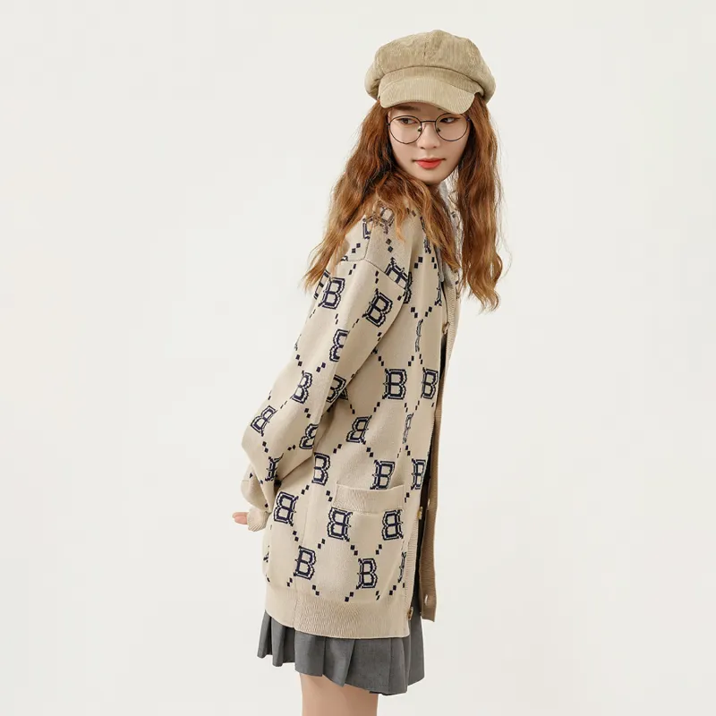 MLB Base Logo Knitwear Unisex Beige-5
