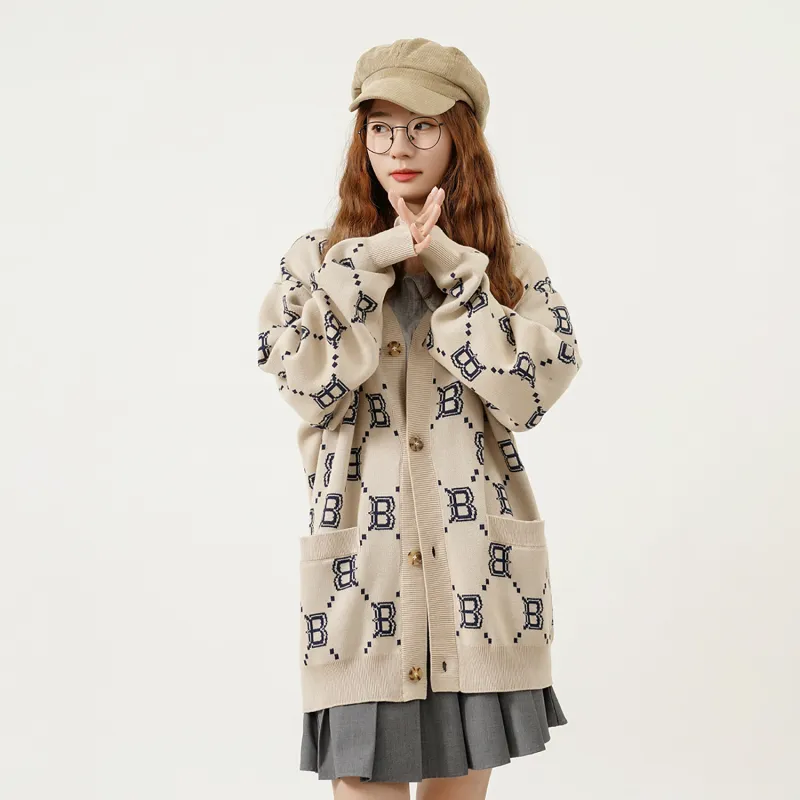 MLB Base Logo Knitwear Unisex Beige-3