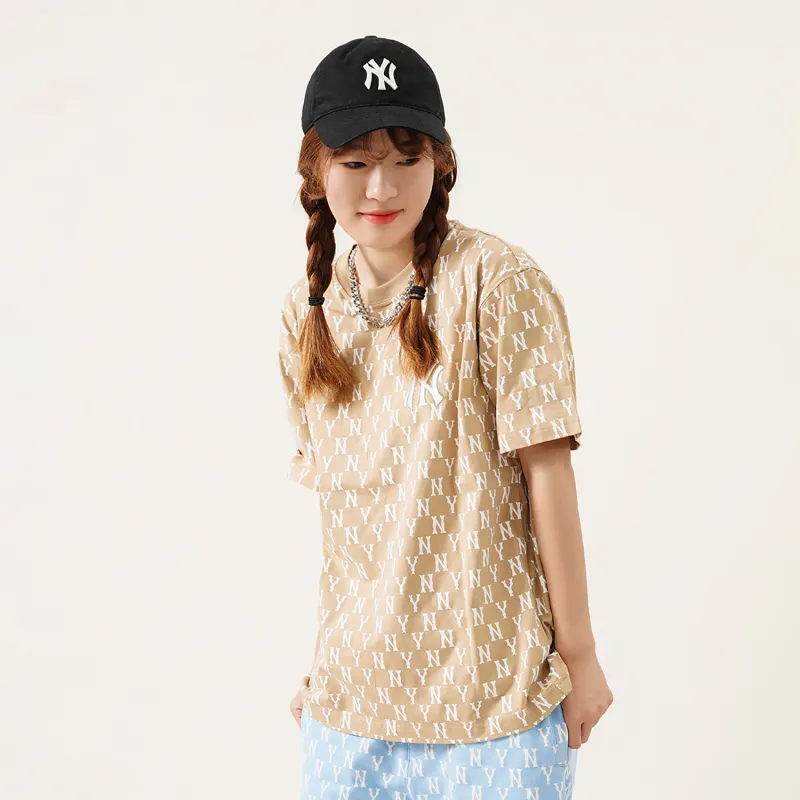 MLB Base Logo T Shirts Unisex Beige-6
