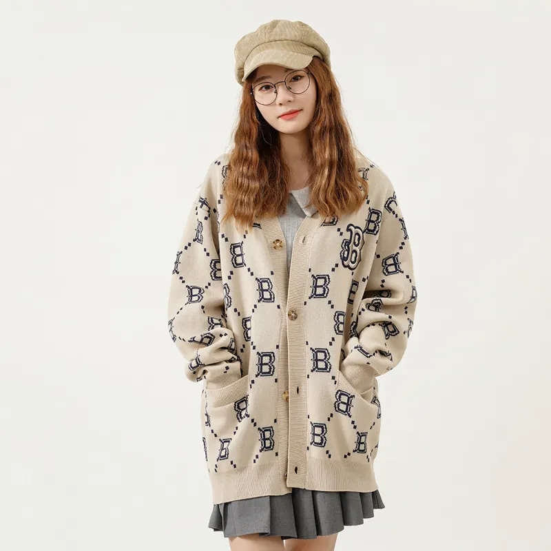 MLB Base Logo Knitwear Unisex Beige-4