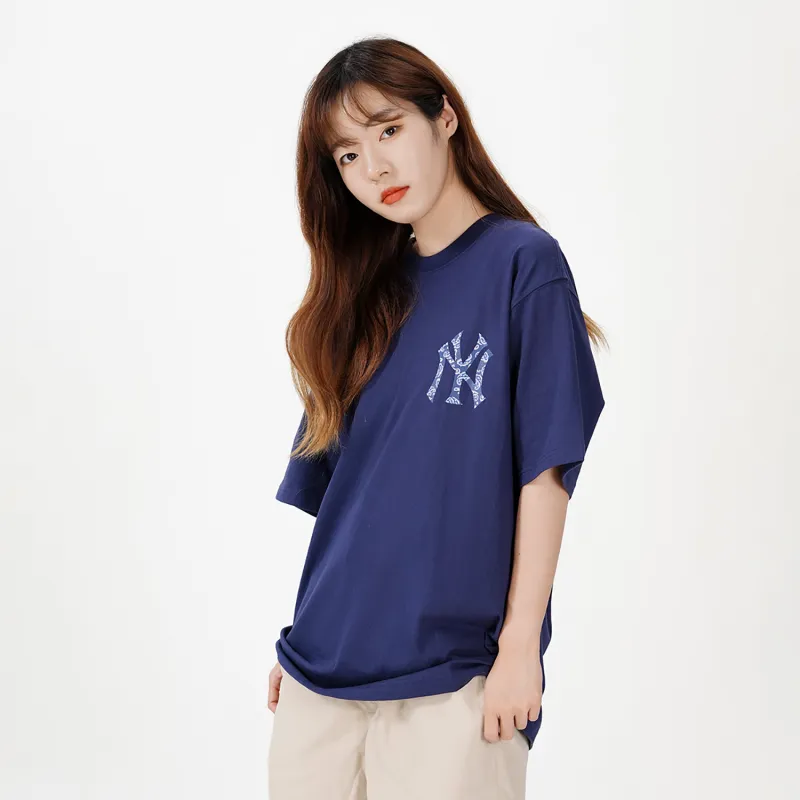 MLB Cashew Flower T Shirts Unisex Dark Blue-6