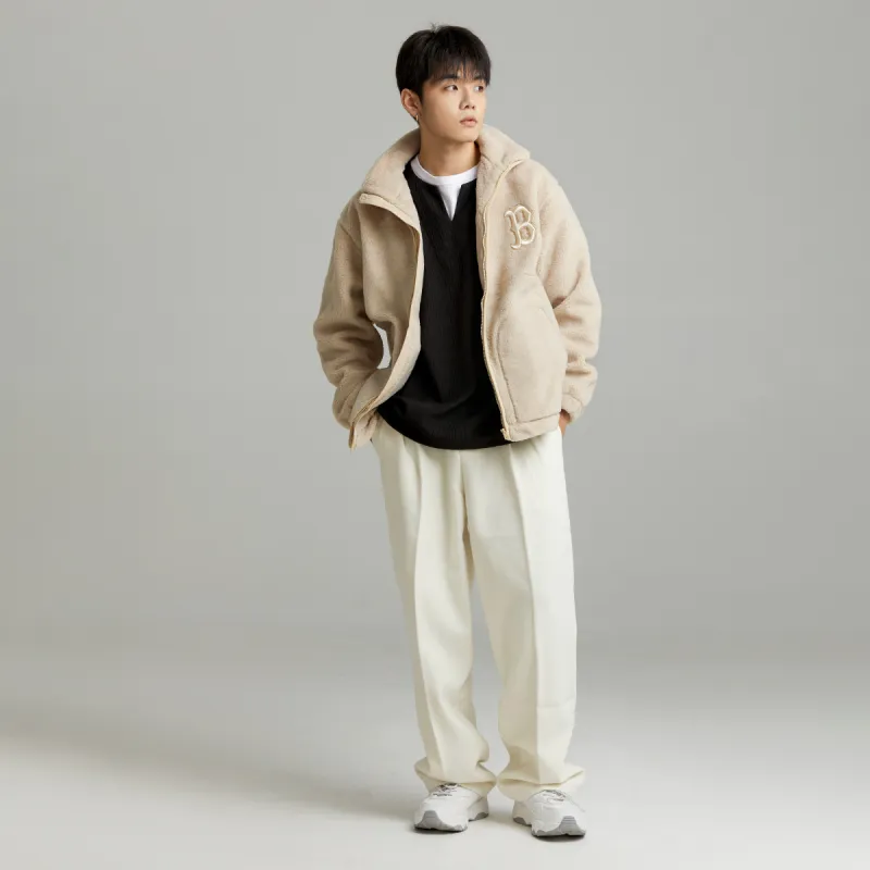 MLB Velvet Jackets Unisex Light Beige-3