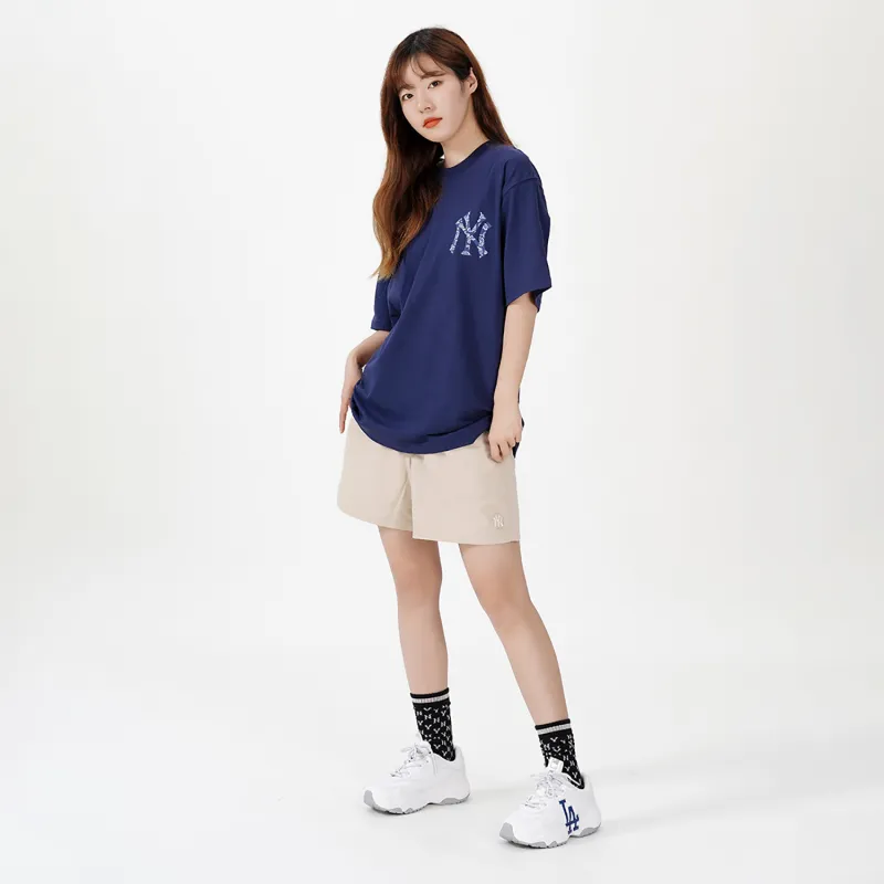 MLB Cashew Flower T Shirts Unisex Dark Blue-2
