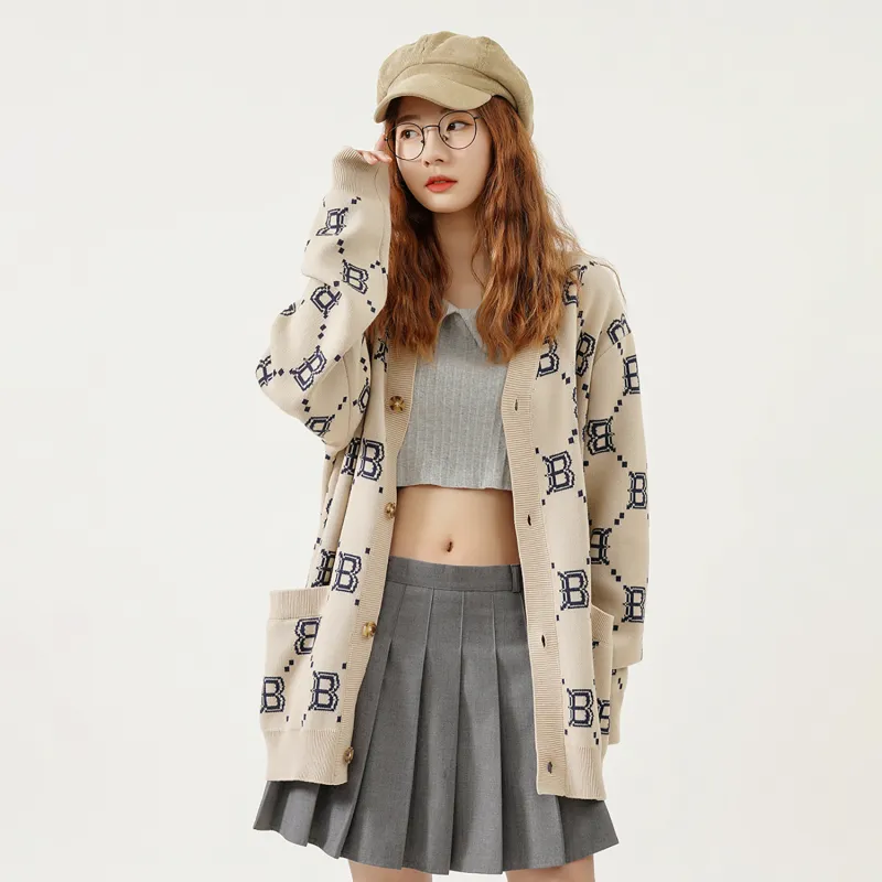 MLB Base Logo Knitwear Unisex Beige-7