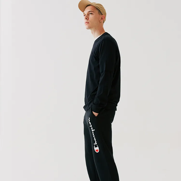 Champion Straight Long Sleeved T Shirt Unisex Black-6