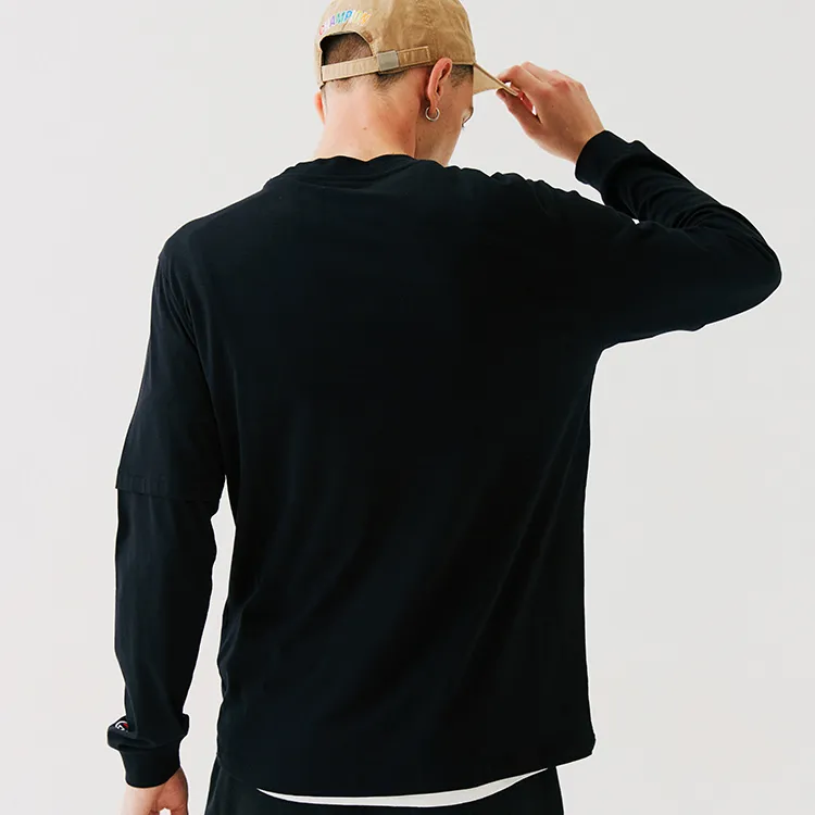 Champion Straight Long Sleeved T Shirt Unisex Black-8