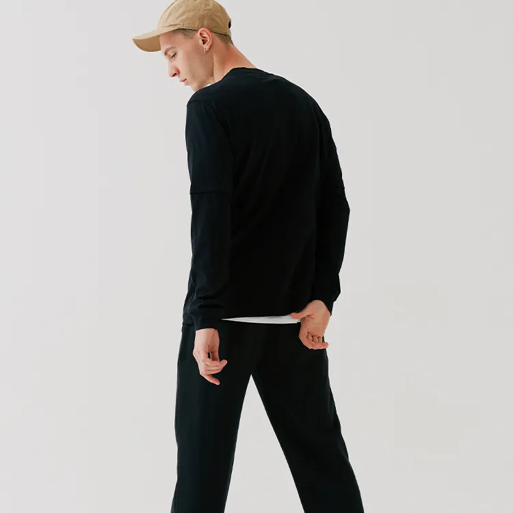 Champion Straight Long Sleeved T Shirt Unisex Black-9
