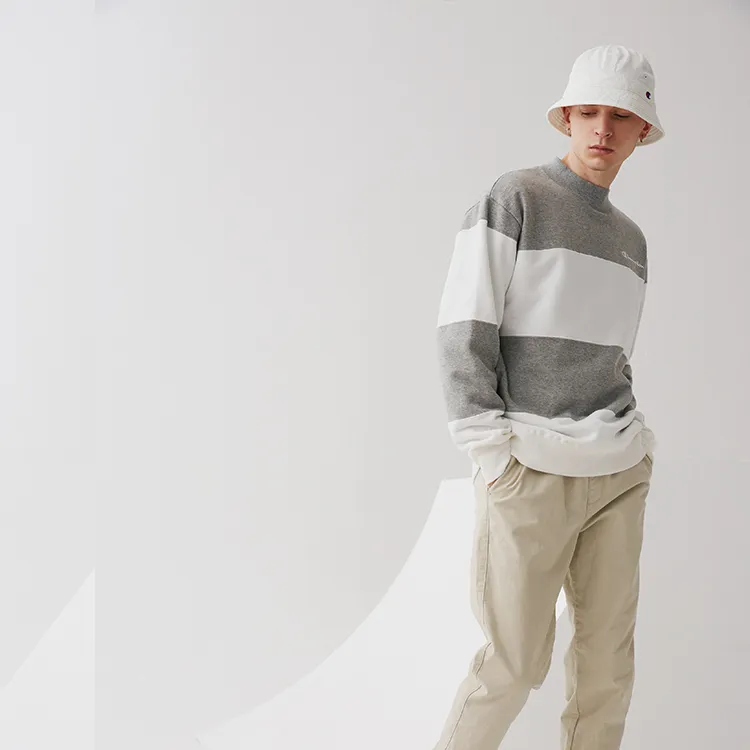 Champion Crew Neck Loose Fit Regular Sweatshirt Winter Japan Version Men's Gray-2