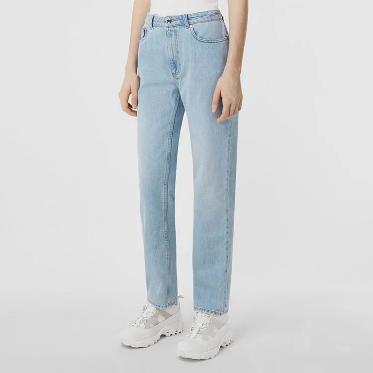 Burberry Pocket Detail Straight Leg Jeans Blue-3