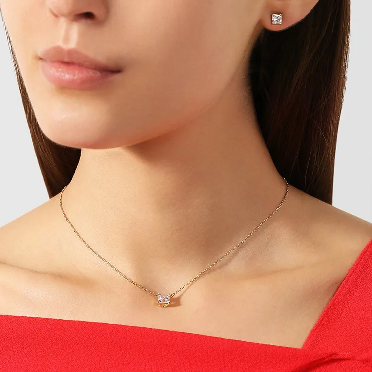 Swarovski Attract Necklaces Women's Gold Plated White-4