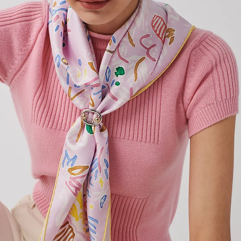 HERMES Silk Scarves Women's Light Pink-1