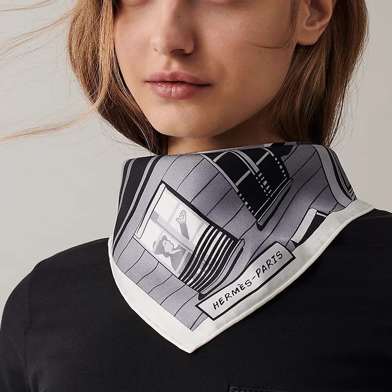 HERMES Midnight's Fubao Avenue Silk Scarves Unisex-2