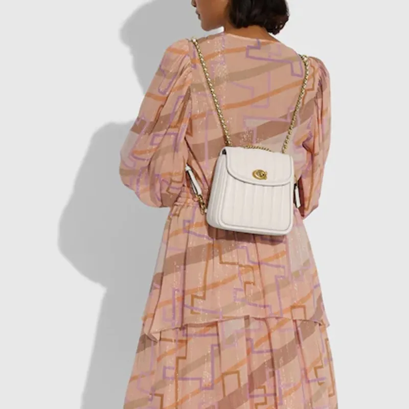 COACH Leather Shoulder Bag, Crossbody Bag, Backpack Trumpets Women's White-8