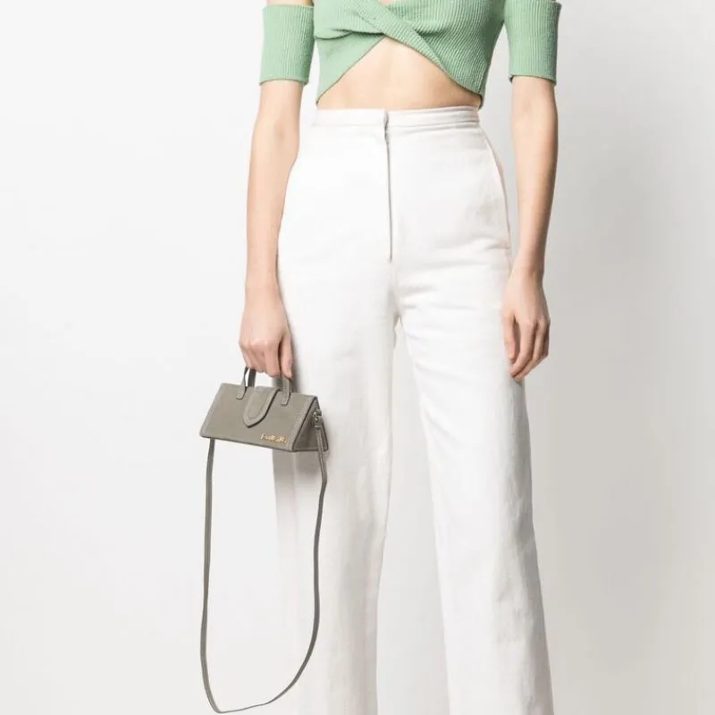 Jacquemus Cow Leather Shoulder Bag Women's Gray-3