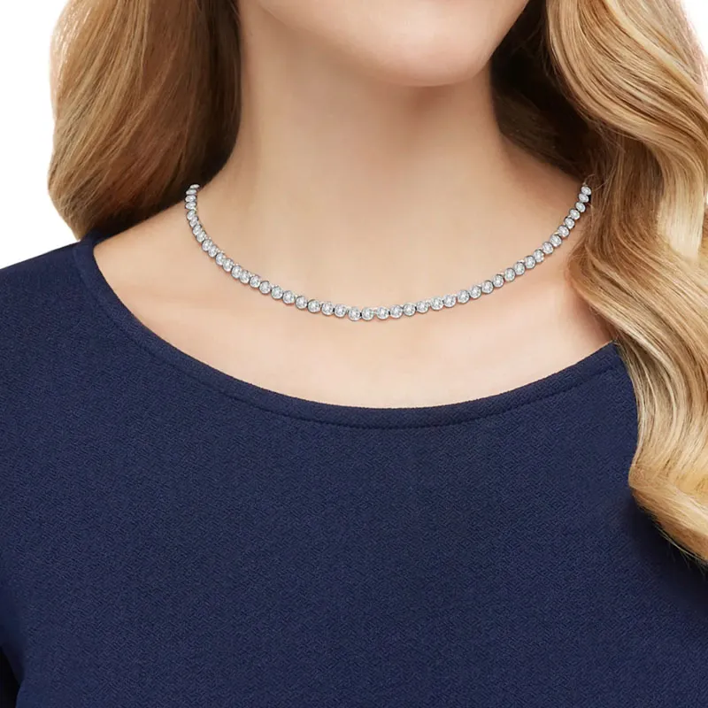 Swarovski Tennis Necklaces Women's White-3