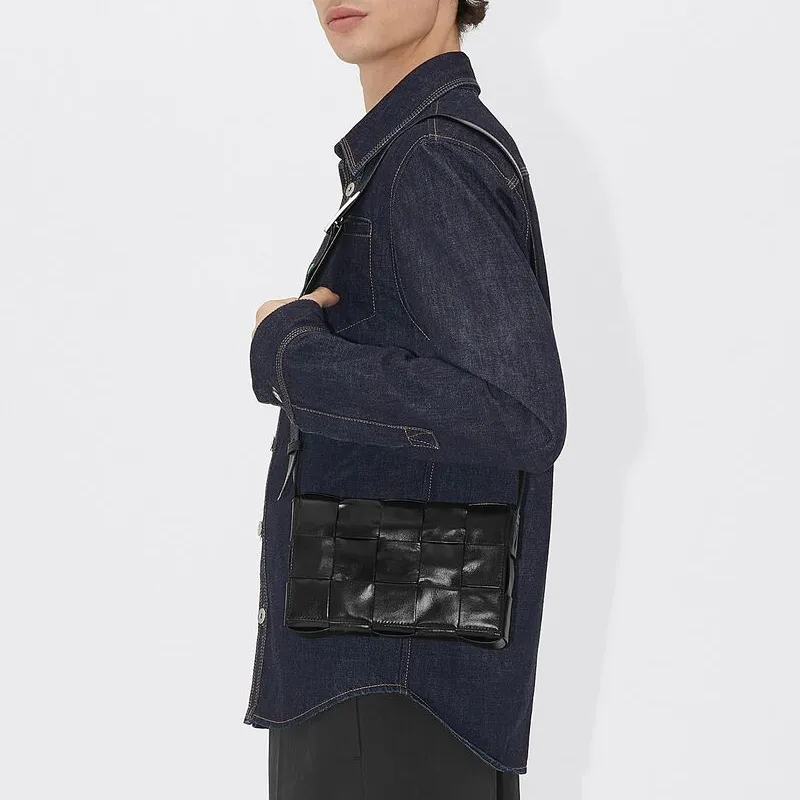 Bottega Veneta Cassette Intreccio Crossbody Bag Medium Black-7