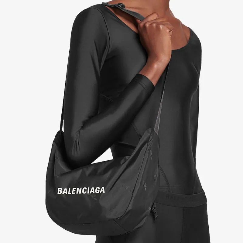 Balenciaga Nylon Fabric Crossbody Backpack Women's Black-4