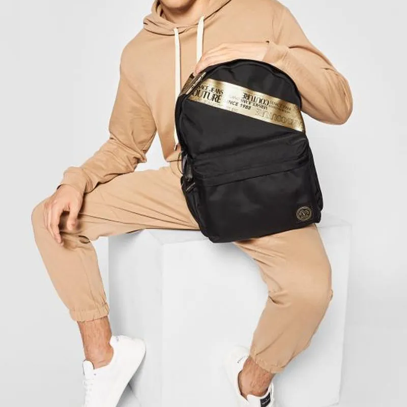 VERSACE JEANS COUTURE Fabric Backpack Regular Men's Black Gold-5