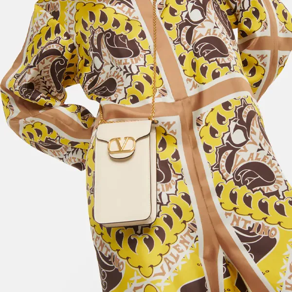 Valentino Cow Leather One Shoulder Crossbody Cell Phone Pouch Regular Women's Ivory-4