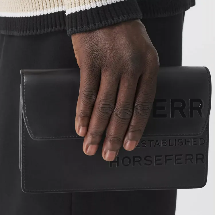 Burberry Printed Leather Crossbody Bag Shoulder Bag Backpack Handheld Shoulder Bag Regular Men's Black-5