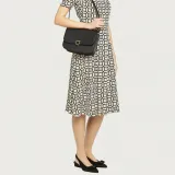 FERRAGAMO Stamped Calfskin Shoulder Bag Crossbody Bag Regular Women's Black