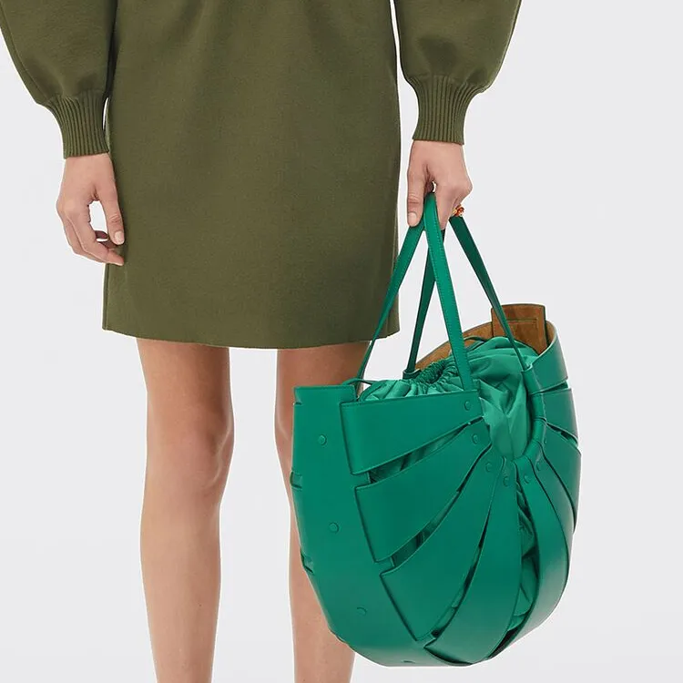 Bottega Veneta Cow Leather One Shoulder Handbag, Crossbody Bag Women's Green-4