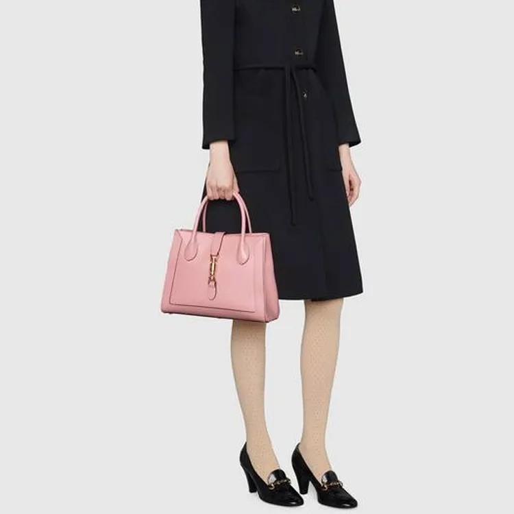 GUCCI Jackie 1961 Leather Tote Handbags Shoulder Bags Medium Size Unisex Light Pink-8