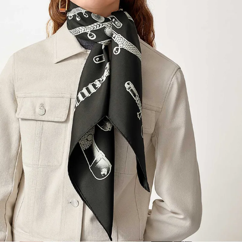 HERMES Silk Scarves Women's Black-1