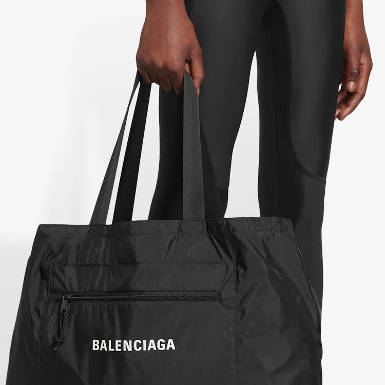 Balenciaga Recycled Nylon Drawstring Bag Tote Bag Shopping Bag Shoulder Bag Handbag Women's Black-2