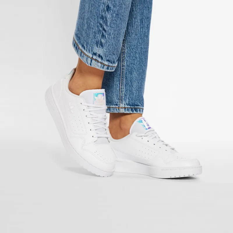 Adidas Originals NY 90 J Laser Low Top Skateboard Shoes White Teenagers-6