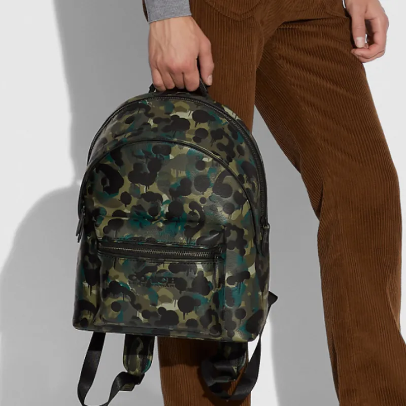 COACH Charter Pebbled Leather Backpack Large Size Men's Camouflage-5