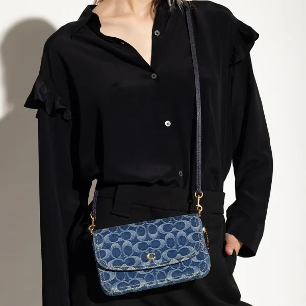 COACH Hayden Denim Fabric Crossbody Bag Women's Denim Blue Monogram-5